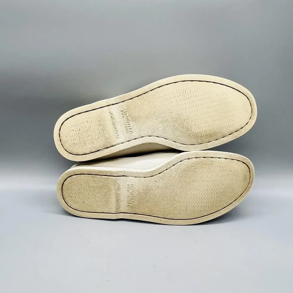 Sperry Shoes Mens 9 White Leather Top Sider Boat Moc Toe Casual Comfort Nautical